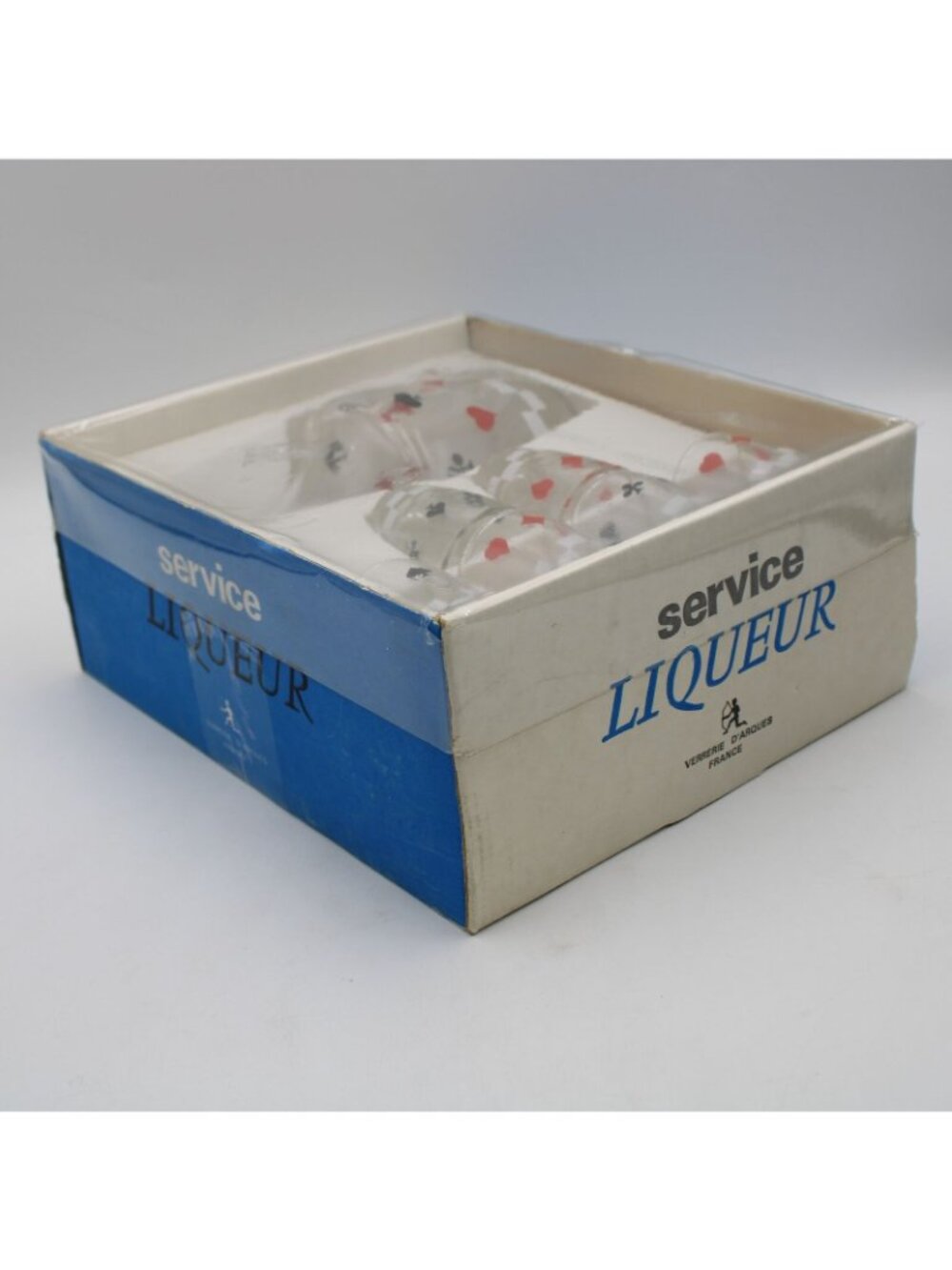 Verrerie D Arques France Card Themed Liqueur Service Set Decanter 6 Glass Set - Picture 4 of 7